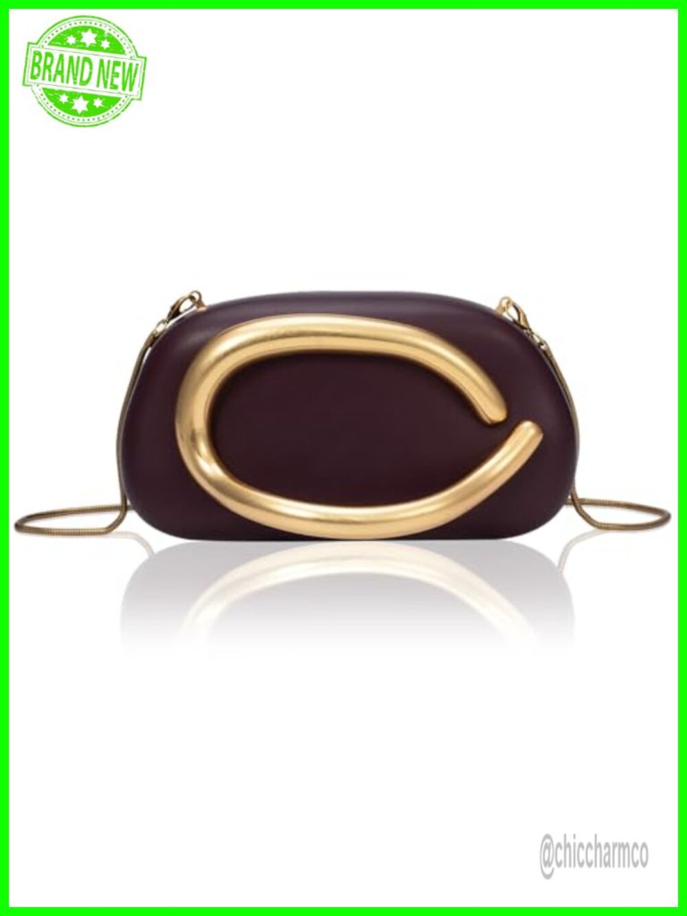 PU Leather Evening Clutch Purse with Chain Crossbody Metal Decoration